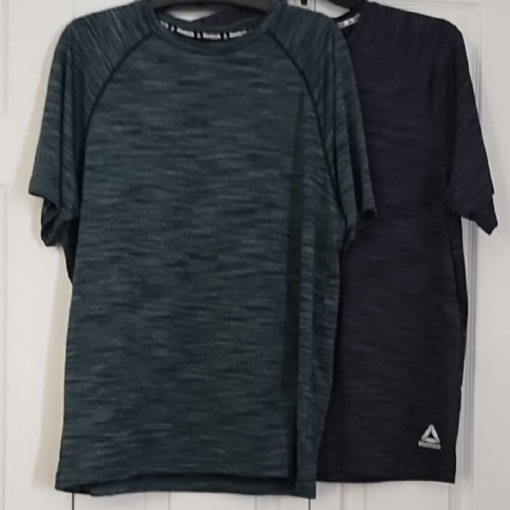 Reebok Men's Teal and Charcoal Short Sleeve Tees